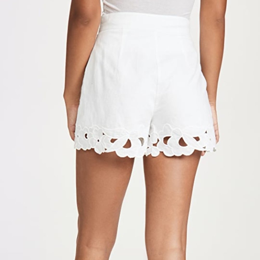 NEW La Vie Rebecca Taylor Women Ella Embroidered Cut Out Floral Linen Short - Picture 4 of 7